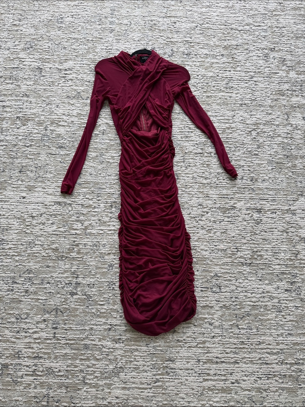 Bardot Ruched Long-Sleeve Dress